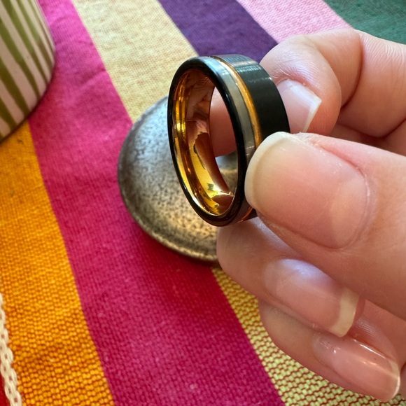 Tungsten and copper Wedding band - Picture 3 of 4